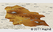 Physical Panoramic Map of Jingyuan, shaded relief outside
