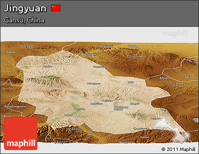 Satellite Panoramic Map of Jingyuan, physical outside