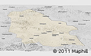 Shaded Relief Panoramic Map of Jingyuan, desaturated