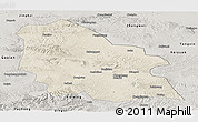 Shaded Relief Panoramic Map of Jingyuan, semi-desaturated