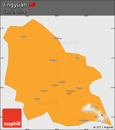 Political Simple Map of Jingyuan, single color outside