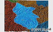 Political 3D Map of Kang Xian, darken
