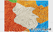 Shaded Relief 3D Map of Kang Xian, political outside