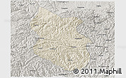 Shaded Relief 3D Map of Kang Xian, semi-desaturated