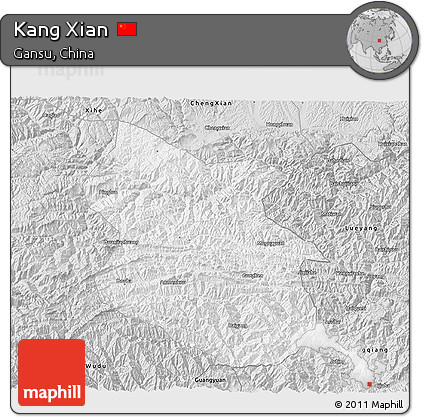 Silver Style 3D Map of Kang Xian