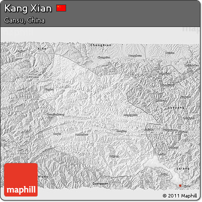 Silver Style 3D Map of Kang Xian