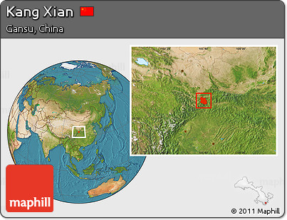 Satellite Location Map of Kang Xian