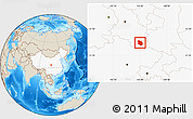 Shaded Relief Location Map of Kang Xian, highlighted country