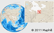 Shaded Relief Location Map of Kang Xian, highlighted parent region