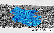 Political Panoramic Map of Kang Xian, desaturated