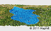 Political Panoramic Map of Kang Xian, satellite outside