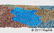 Political Panoramic Map of Kang Xian, semi-desaturated