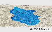 Political Panoramic Map of Kang Xian, shaded relief outside