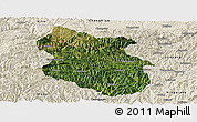 Satellite Panoramic Map of Kang Xian, shaded relief outside