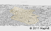 Shaded Relief Panoramic Map of Kang Xian, desaturated