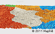 Shaded Relief Panoramic Map of Kang Xian, political outside
