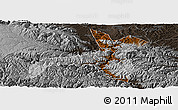 Physical Panoramic Map of Lintan, darken, semi-desaturated