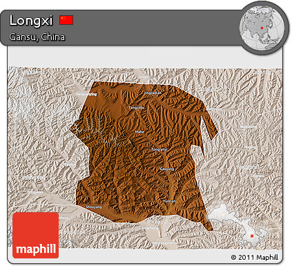 Physical 3D Map of Longxi, lighten