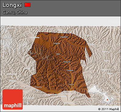Physical 3D Map of Longxi, lighten