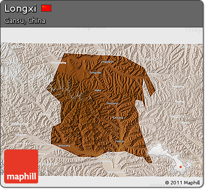 Physical 3D Map of Longxi, lighten