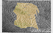 Satellite 3D Map of Longxi, darken, desaturated
