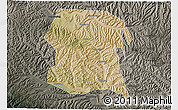 Satellite 3D Map of Longxi, darken, semi-desaturated