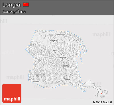 Silver Style 3D Map of Longxi, single color outside