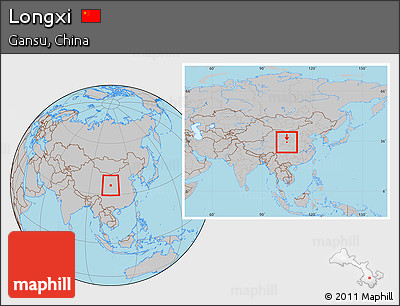 Gray Location Map of Longxi, within the entire country