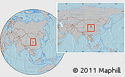 Gray Location Map of Longxi, within the entire country, hill shading