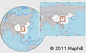 Gray Location Map of Longxi, highlighted country, within the entire country