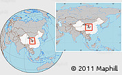 Gray Location Map of Longxi, highlighted country, highlighted parent region, within the entire country