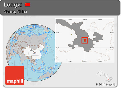 Gray Location Map of Longxi, highlighted country, highlighted parent region
