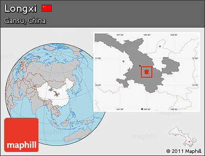 Gray Location Map of Longxi, highlighted country, highlighted parent region