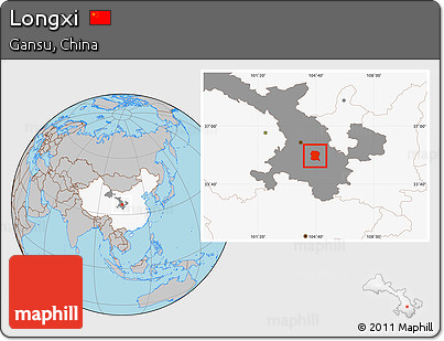 Gray Location Map of Longxi, highlighted country, highlighted parent region