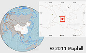 Gray Location Map of Longxi, highlighted country, hill shading