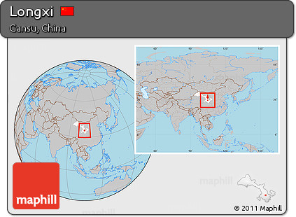 Gray Location Map of Longxi, highlighted parent region, within the entire country
