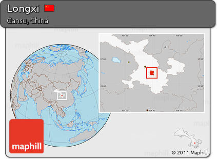 Gray Location Map of Longxi, highlighted parent region