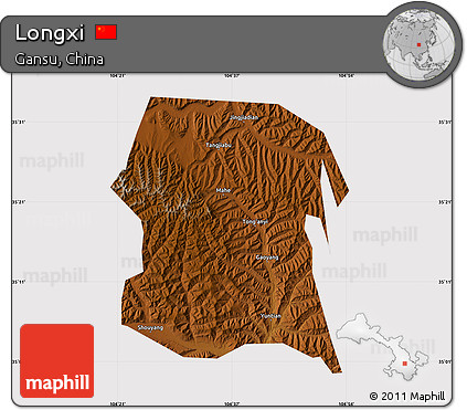 Physical Map of Longxi, cropped outside