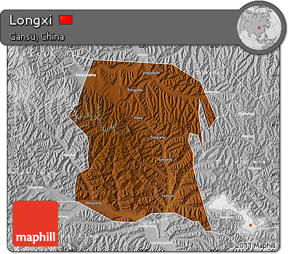 Physical Map of Longxi, lighten, desaturated