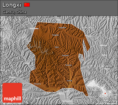 Physical Map of Longxi, lighten, desaturated