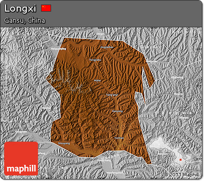 Physical Map of Longxi, lighten, desaturated