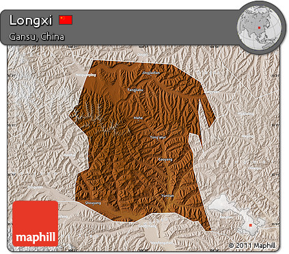 Physical Map of Longxi, lighten