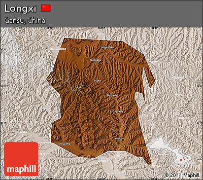 Physical Map of Longxi, lighten