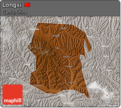 Physical Map of Longxi, lighten, semi-desaturated