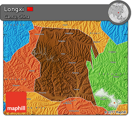 Physical Map of Longxi, political outside