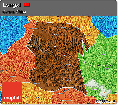 Physical Map of Longxi, political outside