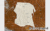 Shaded Relief Map of Longxi, physical outside