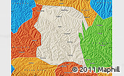 Shaded Relief Map of Longxi, political outside