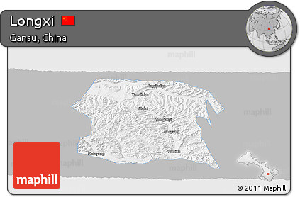 Gray Panoramic Map of Longxi, single color outside