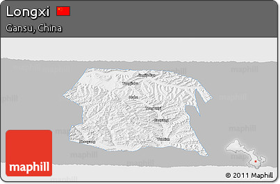 Gray Panoramic Map of Longxi, single color outside